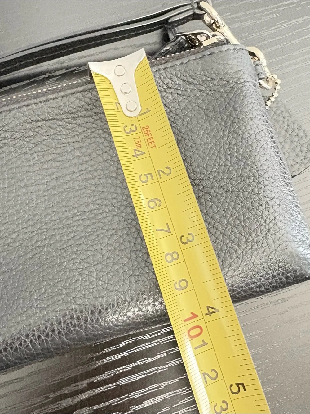 Coach Double Zip Black Leather Wristlet Wallet Gold Hardware
